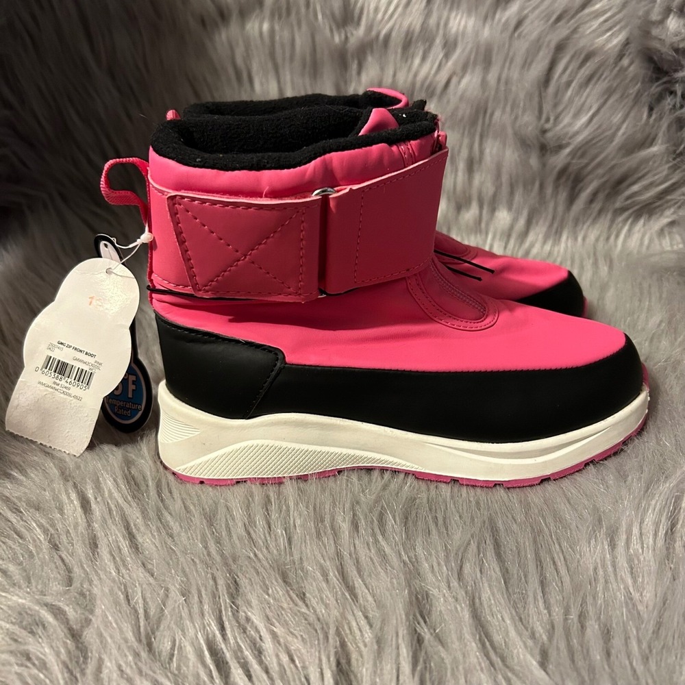 Wonder Nation Snow Boots Girls Size 13 Pink Front Zip Winter Shoes Ankle Boots